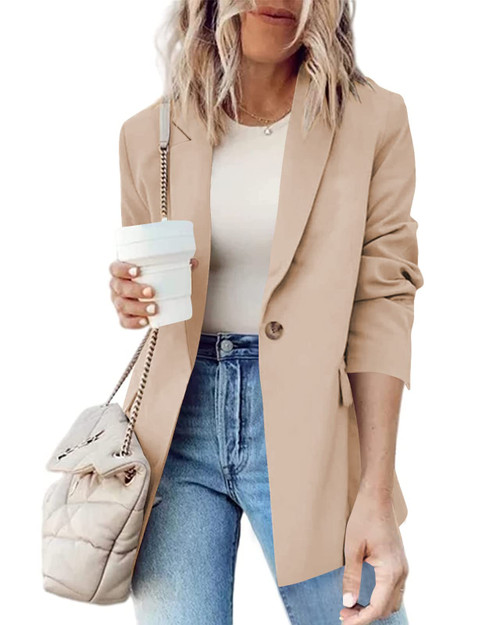 Women Casual Blazer Jackets Long Sleeve Open Front Lapel Collar Work Office Blazers with Pockets 6 Khaki Women Casual Blazer Jackets Long Sleeve Open Front Lapel Collar Work Office Blazers with Pockets 6 Khaki