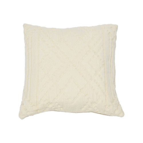 Creative Co-Op Woven Cotton Jacquard Pillow, 18" L x 18" W x 2" H, Cream