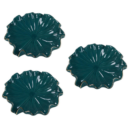 3pcs Ceramic Lotus Leaf soap Dish Bathtub Trays for tub Perfume Tray tub Tray for Bathtub Scrubber Tray self draining soap Dish Ring Dish soap Ceramic Plate soap Dish for Shower NOLITOY