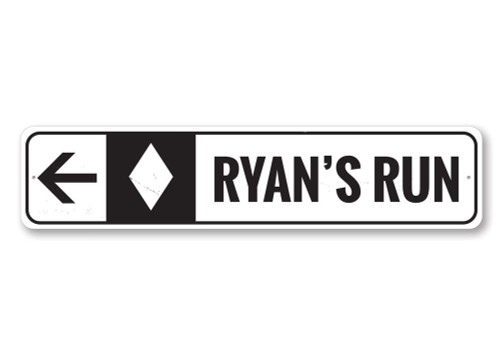 Diamond Ski Run Arrow Mountain Lodge Cabin Decor Skiing Aluminum Sign - 4" x 18"