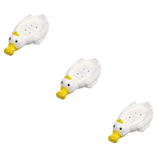 Cabilock 3pcs Cute Duck Ceramic Soap Dish soap draining Holder soap Dishes for bar soap Animal soap Holder soap bar Holder Baby Dish soap Ceramic Duck soap Dish Ceramics Shampoo Household