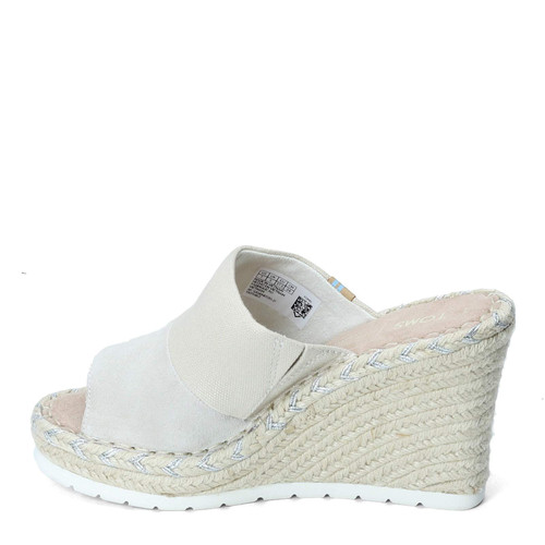 TOMS Women's Monica Rope Sole Wedge Slide Natural Shimmer Suede/Textile 9 M
