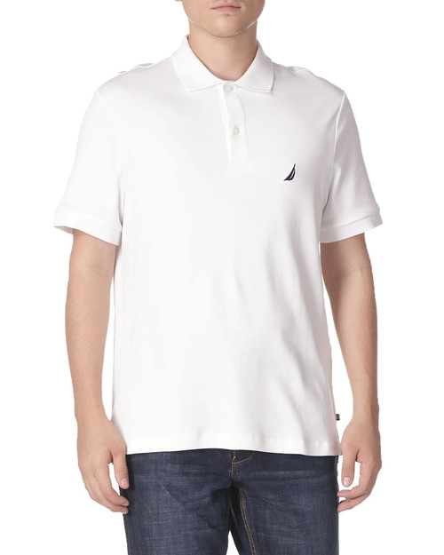 Nautica Men's Classic Fit Short Sleeve Solid Soft Cotton Polo Shirt, bright white, 3X-Large