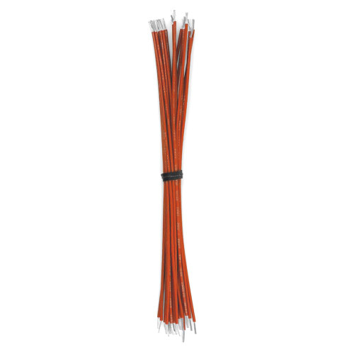 Cut & Stripped Wire, 28 AWG 600V-PVC, Stranded, Orange 18" Leads - 50 Pieces