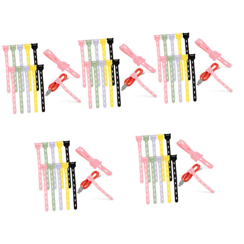 BESTOYARD 50 Pcs Silicone Cable Ties earphone cable ties silicone wire ties silicone cable straps cord ties reusable cord organizer cable ties reusable zip ties Silica gel electric wire