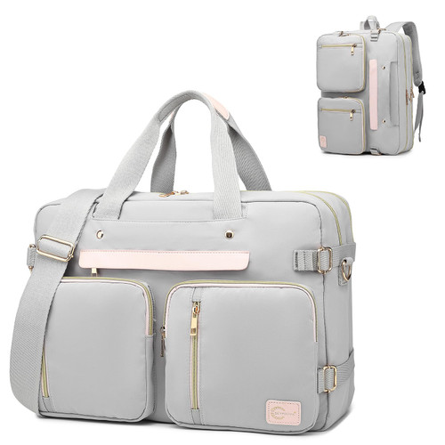 Messenger Bag for Women,Laptop Backpack Fits 17.3 Inch Laptop Bag Handbag Business Briefcases for Women Convertible Briefcase Backpack Shoulder Bag for Work-Grey