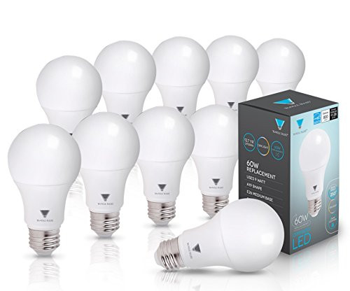 10-pack LED Dimmable 60 Watt Equivalent Daylight A19 Light Bulb, Energy Star Rated, By Triangle Bulbs
