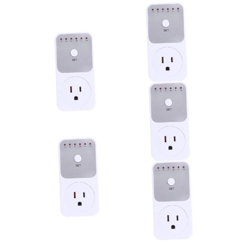 DOITOOL 5pcs Timing Socket Outlet Timer Indoor Christmas Light Timer Indoor Timer Electric Timers for Electrical Outlets Timer Outlet Plug Outlet Plug in Timer Electronic Abs Sensor