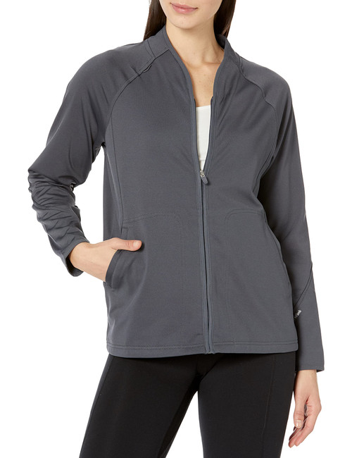 WonderWink Knits Women's Fleece Full-Zip Jacket, Pewter, Small