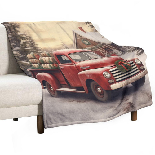 Vintage Barn and Christmas Truck-6 Blanket Merry Christmas Red Truck Car with Xmas Tree Throw Blankets 50"x60" Lightweight Super Soft Cozy Luxury Bed Blanket Microfiber for Couch Bed Sofa Gift Idea Vintage Barn and Christmas Truck-6 Blanket Merry Christmas Red Truck Car with Xmas Tree Throw Blankets 50"x60" Lightweight Super Soft Cozy Luxury Bed Blanket Microfiber for Couch Bed Sofa Gift Idea