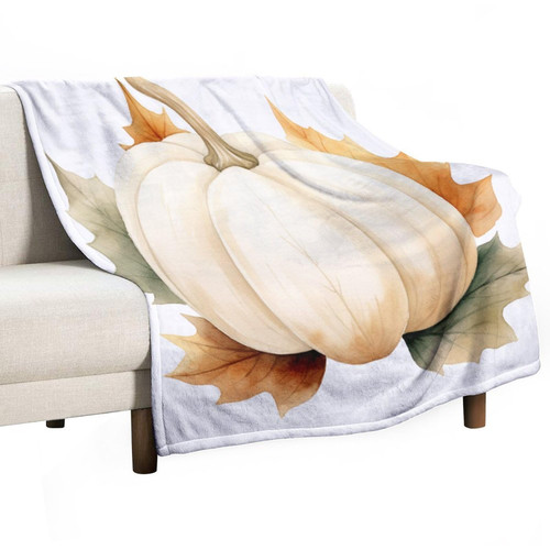 Blanket Watercolor White Pumpkin Fall Leaf Warm Blanket Orange Thanksgiving Soft Flannel Cozy Blankets for Bed Couch Car Birthday Gift 50"x60" Flannel Blanket Warm Plush for All Season Blanket Watercolor White Pumpkin Fall Leaf Warm Blanket Orange Thanksgiving Soft Flannel Cozy Blankets for Bed Couch Car Birthday Gift 50"x60" Flannel Blanket Warm Plush for All Season