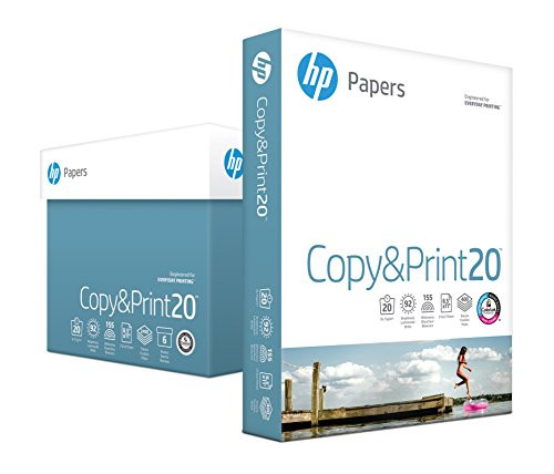 HP Printer Paper, Copy and Print20, 8.5 x 11, Letter, 20lb, 92 Bright, 2,400 Sheets / 6 Ream Carton (200010C) Made In The USA