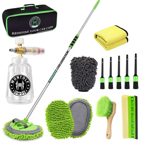 Wontolf 62'' Car Wash Brush with Long Handle, Foam Canon for Pressure Washer, Chenille Microfiber Car Wash Mop Mitt Kit, Car Wash Cleaning Detailing Brush Kit for Cars RV Truck Boat 17pcs Wontolf 62'' Car Wash Brush with Long Handle, Foam Canon for Pressure Washer, Chenille Microfiber Car Wash Mop Mitt Kit, Car Wash Cleaning Detailing Brush Kit for Cars RV Truck Boat 17pcs