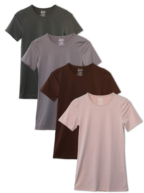 Kalon Women's 4-Pack Crewneck T-Shirt Base Layer (XX-Large, Earth) Kalon Women's 4-Pack Crewneck T-Shirt Base Layer (XX-Large, Earth)