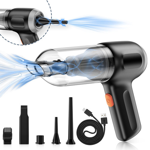 Fanisic Mini Vacuum, Wireless Handheld Car Vacuum Cleaner Rechargeable, 8000PA Strong Suction, 3 in1 Dust Buster & Air Blower & Hand Pump, Wet/Dry Use for Car, Keyboard, Inflate/Deflate Swim Ring
