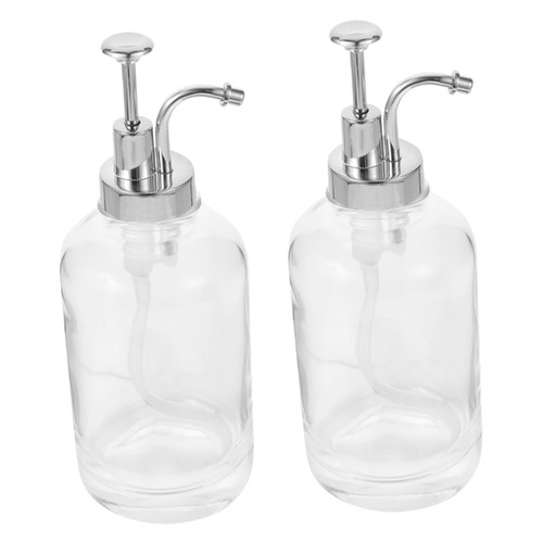 STOBAZA 2pcs syrup dispenser simple syrup bottles soap dispenser ketchup dispenser glass syrup bottle syrup storage bottle coffee syrup pump dispenser stainless steel glass pump delicate