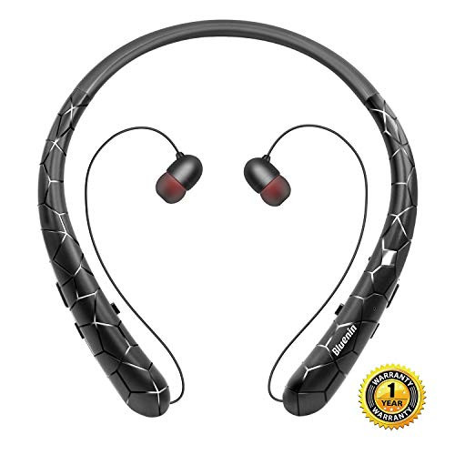 Wireless Headphones, Bluenin Neckband Bluetooth V4.1 Headset with Retractable Earbuds, Sport Sweatproof Stereo Earphones w/Mic(Black) Wireless Headphones, Bluenin Neckband Bluetooth V4.1 Headset with Retractable Earbuds, Sport Sweatproof Stereo Earphones w/Mic(Black)