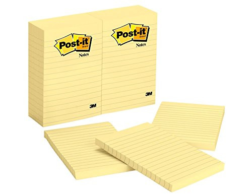 Post-it Notes, 4 in x 6 in, Canary Yellow, Lined, 12 Pads/Pack, 100 Sheets/Pad (660)
