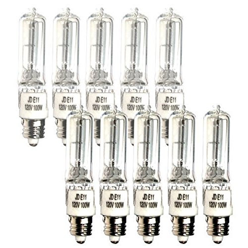 10 Pcs of 100 Watt E11 Base Mini Candelabra, Halogen Light Bulb, 120 Volts, 120V, 100W, 100Watt