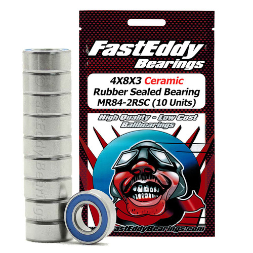 FastEddy Bearings 4X8X3 Ceramic Rubber Sealed Bearing MR84-2RSC (10 Units)