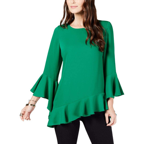Alfani Womens Asymmetrical Knit Blouse, Green, XX-Large