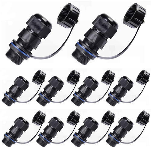 ANMBEST 10PCS Panel Mounting RJ45 Waterproof Connector Cat5/5e/6 Ethernet LAN Cable Coupler with Waterproof/Dust Cap Cover for Outdoor Network