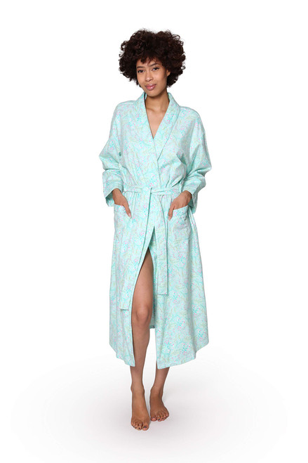 LA CERA Women's Long Sleeves Cotton Flannel Robe