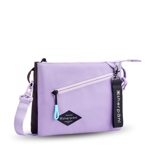 Sherpani Zoom, Small Crossbody Purse, Nylon Crossbody Bag, Lightweight Cross Body Bag, Sleek Dual Pouch, Purses for Women, RFID Protection (Lavender)