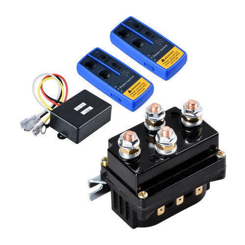 Astra Depot 500A Winch Relay Solenoid with Remote 12V Winch Relay Contactor & 2pcs Twin Blue Wireless Remote Control Kit Max. 150ft for 8000-12000lbs ATV UTV Truck Jeep Winches