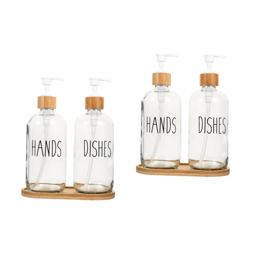 Cabilock 2 Sets soap Dispenser Bottle Pump soap Dispenser Empty Pump Bottles Shampoo and Conditioner Bottles Hand Pump Dispenser Shampoo Pump Bottles Portable soap Travel Liquid Glass Pump