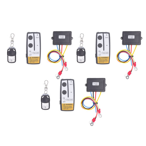 Acouto Wireless Winch Remote Control Kit with 3 Receivers 3 Remote Keys Universal Wireless Winch Remote Control Electric Winch Controller