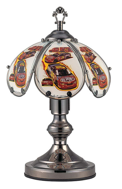 OK Lighting "14"" Touch Lamp with Red/Yellow Race Cars (AZOK603CUS15)