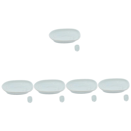Zerodeko 5pcs Ceramic Scrub Soap Dish bar soap Holder soap bar Holder soap Tray self draining soap Dishes Ring Dish bar soap case Container Household Products Ceramics Large Travel