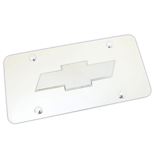 Au-Tomotive Gold, INC. Chevrolet Chrome Logo on Chrome Stainless Steel License Plate Au-Tomotive Gold, INC. Chevrolet Chrome Logo on Chrome Stainless Steel License Plate