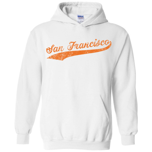 UGP Campus Apparel San Francisco Baseball Script - Hometown Pride, Pitcher HOODIE - X-Large - White