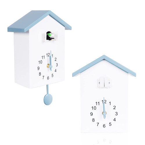 KEYPOWER Cuckoo Clock Cuckoo Wall Clock,Cuckoo Bird Voices Call, Design Clock Pendulum, with Timed Alarm Clock,Bird House, Wall Art Home Living Room Kitchen Office Decoration (4.Gray)