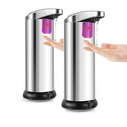 Tiantianka Touchless Soap Dispenser, Automatic Soap Dispenser, Infrared Motion Sensor Stainless Steel Hand Sanitizer Liquid Soap Dispenser Waterproof Base for Kitchen Bathroom (2)