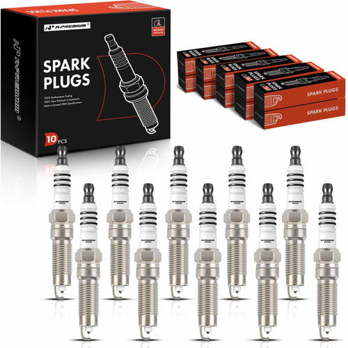 A-Premium Iridium Platinum Spark Plugs Compatible with Ford F53 2008-2009/2011-2019, F59 2011-2019, F650 2012-2013, F-250/350 Super Duty 2008-2010, F-450/550 Super Duty 2008-2019, 6.8L, Pack of 10