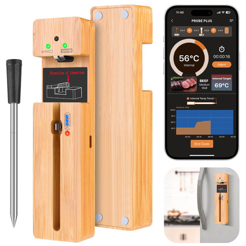 Bluetooth Smart Wireless Meat Thermometer - 230FT Ranged Digital Cooking Thermometer with Temperature Alarm Bluetooth Food Thermometer Smart App Control for BBQ, Oven, Grill, Smoker, Rotisserie