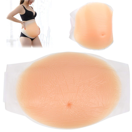 Fake Pregnancy Belly, Artificial Silicone Pregnant Belly Photography Actor Performance Prop False Belly Baby Fake Pregnancy Bump with Straps (2-4 Months)