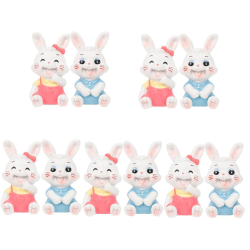 Garneck 10 pcs Bunny Ornament Desktop car Ornament Decor for Table Mini Bunny Figurine Cartoon Bunny Sculpture Rabbit Lucky Statues Rabbit Desktop Decoration Small Resin Bunny Crafts