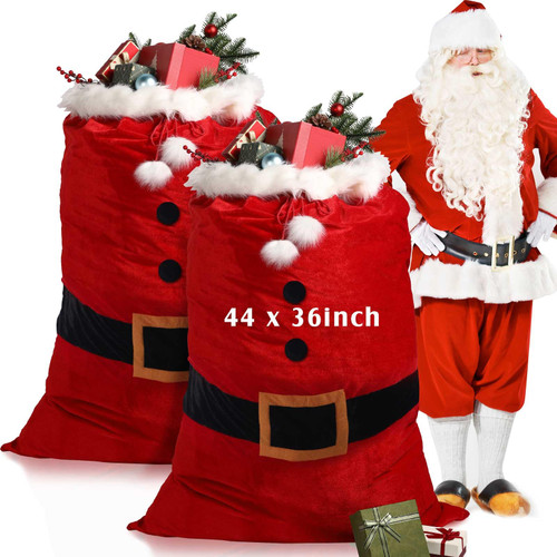 Treela 2 Pieces Jumbo Christmas Bags Santa Claus Sack, 44 x 36 Inches Extra Large Christmas Red Velvet Santa Gift Bag with Cord Drawstring, Giant Santa Claus Bags for Xmas Presents Gifts Wrap Treela 2 Pieces Jumbo Christmas Bags Santa Claus Sack, 44 x 36 Inches Extra Large Christmas Red Velvet Santa Gift Bag with Cord Drawstring, Giant Santa Claus Bags for Xmas Presents Gifts Wrap