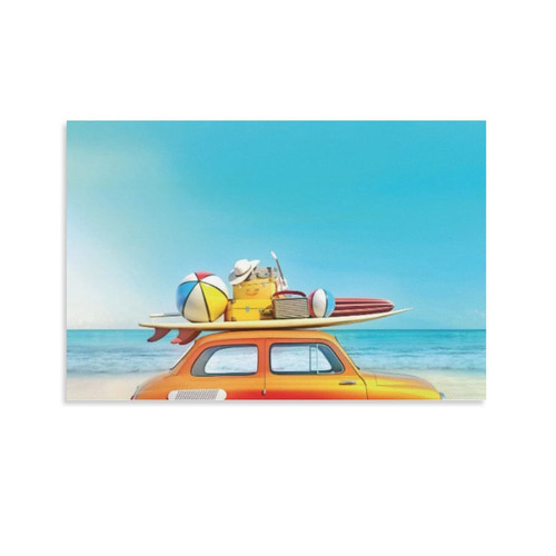 ESyem Posters Blue Poster Summer Car Sea Room Aesthetic Poster Canvas Art Poster And Wall Art Picture Print Modern Family Bedroom Decor 20x30inch(50x75cm) Unframe-style