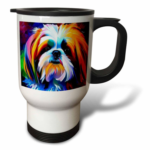 3dRose Adorable Shih Tzu dog portrait on purple, pink. Digital art gift - Travel Mugs (tm-378635-1) 3dRose Adorable Shih Tzu dog portrait on purple, pink. Digital art gift - Travel Mugs (tm-378635-1)