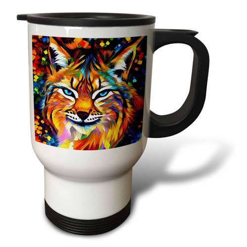 3dRose Digital painting of a charming lynx, wild cat. Family friendly... - Travel Mugs (tm-379181-1)