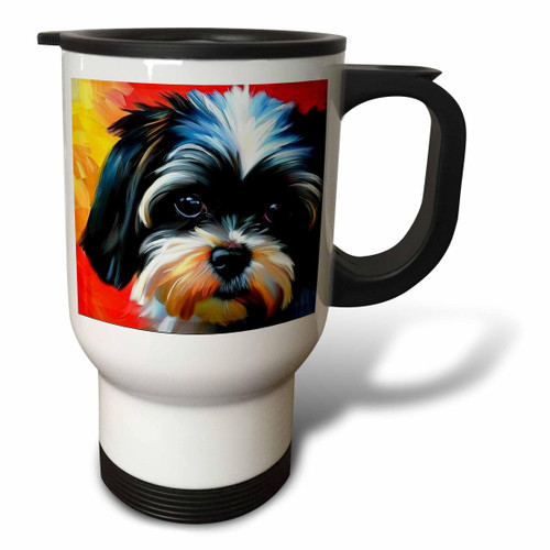 3dRose Fascinating Shih Tzu dog portrait. Digital art. Cool dog lover... - Travel Mugs (tm-378639-1) 3dRose Fascinating Shih Tzu dog portrait. Digital art. Cool dog lover... - Travel Mugs (tm-378639-1)