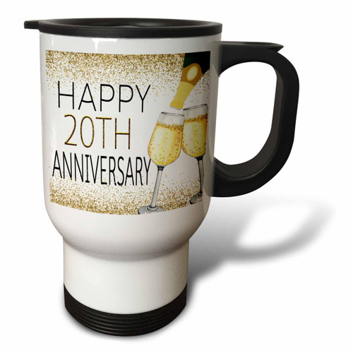 3dRose Happy 20th Anniversary Image Of Gold Champagne Glasses - Travel Mugs (tm-377938-1) 3dRose Happy 20th Anniversary Image Of Gold Champagne Glasses - Travel Mugs (tm-377938-1)