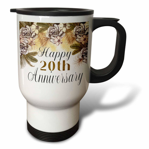 3dRose Happy 20th Anniversary Pretty Boho Floral - Travel Mugs (tm-377947-1) 3dRose Happy 20th Anniversary Pretty Boho Floral - Travel Mugs (tm-377947-1)