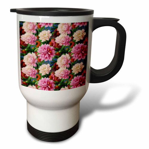 3dRose Pink and White Tapestry Chrysanthemum Flower Pattern - Travel Mugs (tm-378495-1) 3dRose Pink and White Tapestry Chrysanthemum Flower Pattern - Travel Mugs (tm-378495-1)
