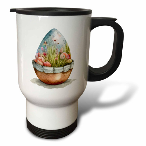 3dRose Pretty Easter Egg In A Flower Pot Illustration - Travel Mugs (tm-377893-1) 3dRose Pretty Easter Egg In A Flower Pot Illustration - Travel Mugs (tm-377893-1)